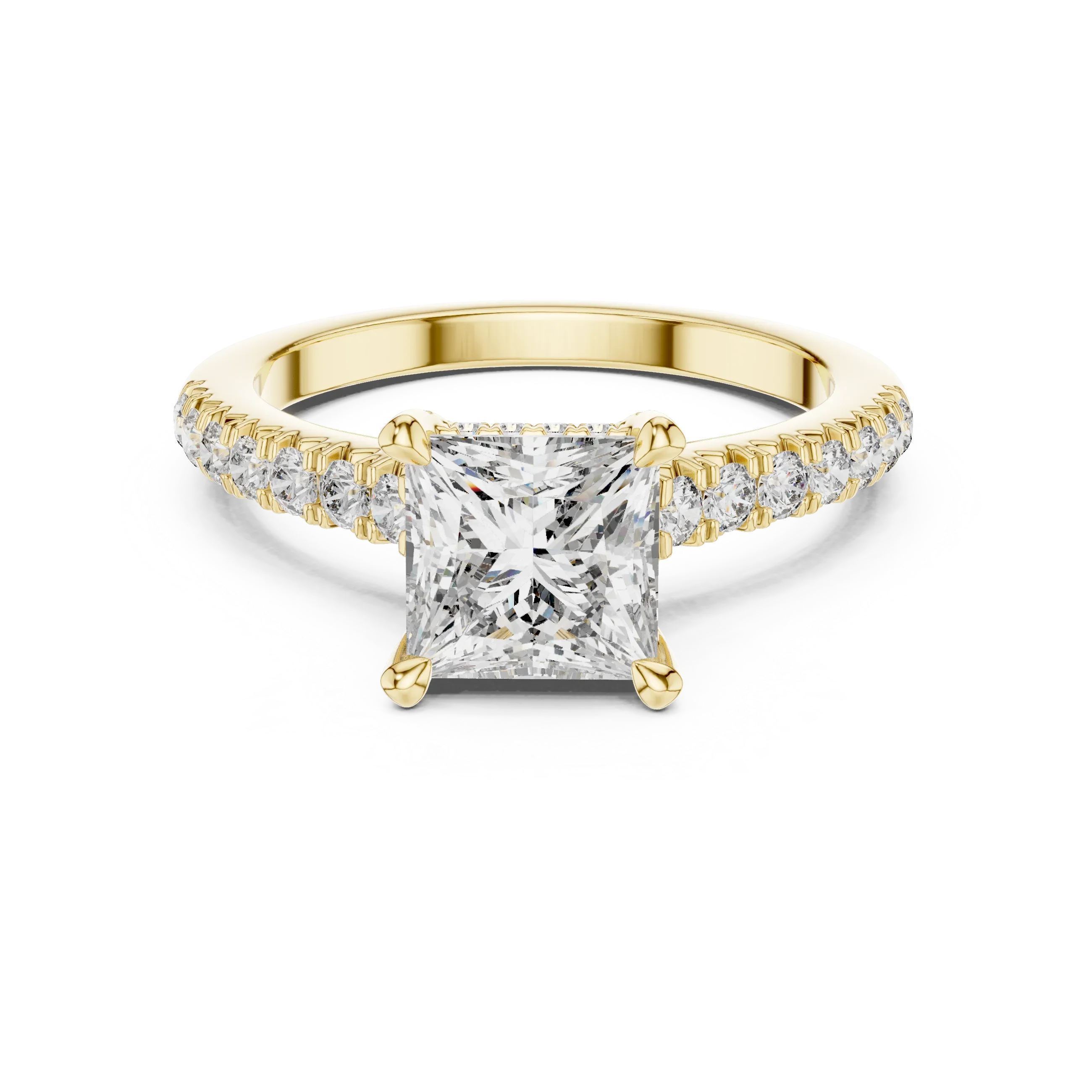 14K Gold Princess Cut Handcrafted VVS1 Lab Grown Engagement Ring 2.25 CT