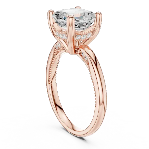Lab Grown Asscher Diamond Engagement Ring in 10K White Gold