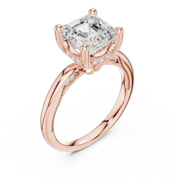 Lab Grown Asscher Diamond Engagement Ring in 10K White Gold
