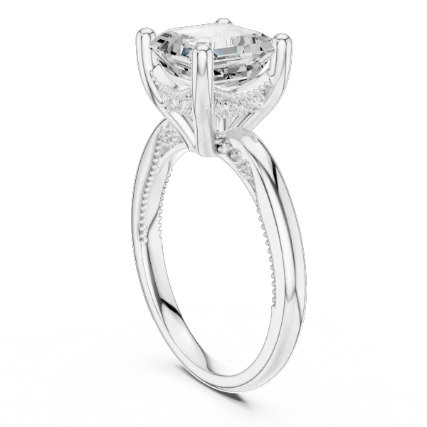 Lab Grown Asscher Diamond Engagement Ring in 10K White Gold
