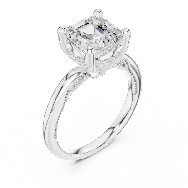 Lab Grown Asscher Diamond Engagement Ring in 10K White Gold