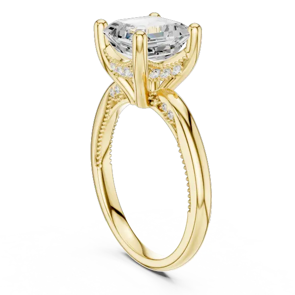 Lab Grown Asscher Diamond Engagement Ring in 10K White Gold