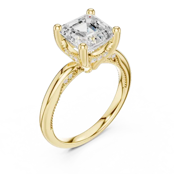 Lab Grown Asscher Diamond Engagement Ring in 10K White Gold
