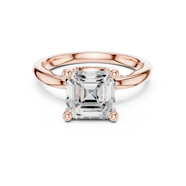 Lab Grown Asscher Diamond Engagement Ring in 10K White Gold