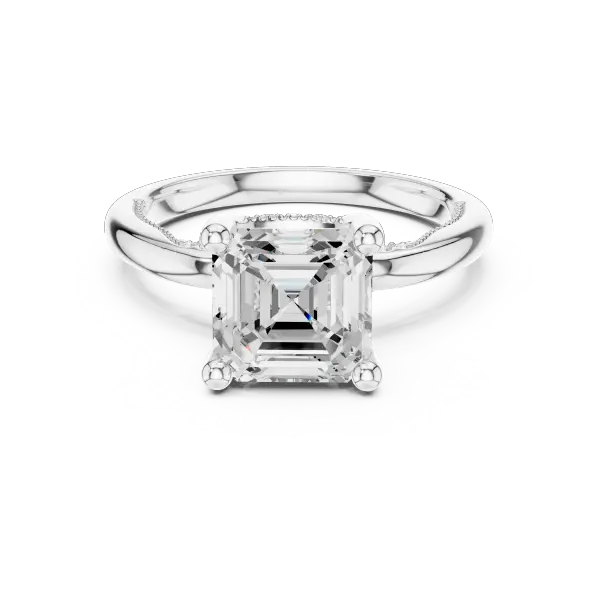 Lab Grown Asscher Diamond Engagement Ring in 10K White Gold