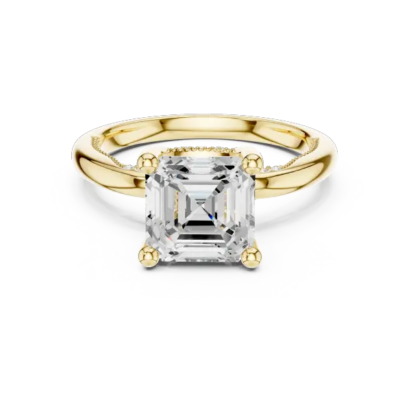 Lab Grown Asscher Diamond Engagement Ring in 10K White Gold