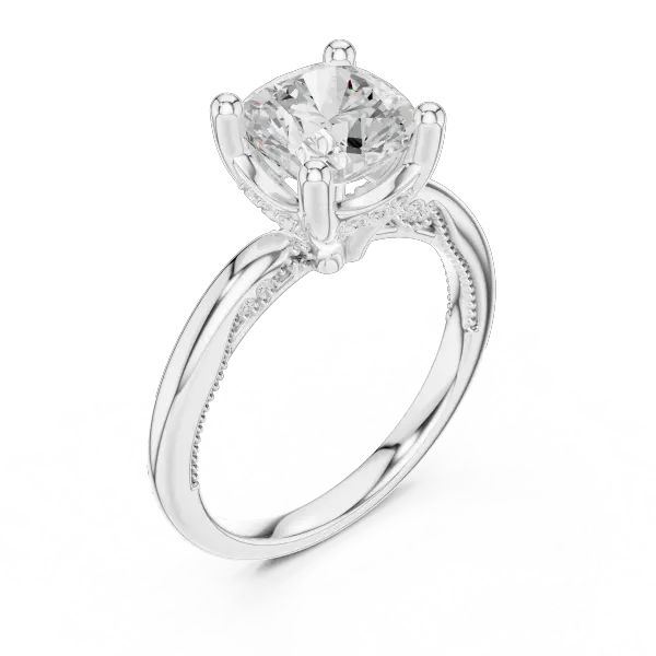 2.63 CT Cushion Cut Diamond Wedding Ring 14K White Gold