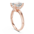 Moissanite 10K Rose Gold Emerald Cut Diamond Engagement Ring