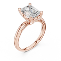 Moissanite 10K Rose Gold Emerald Cut Diamond Engagement Ring