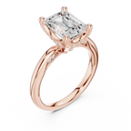 Moissanite 10K Rose Gold Emerald Cut Diamond Engagement Ring