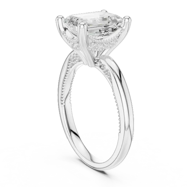 Moissanite 10K Rose Gold Emerald Cut Diamond Engagement Ring