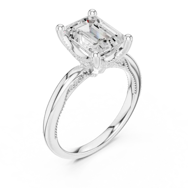 Moissanite 10K Rose Gold Emerald Cut Diamond Engagement Ring