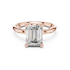 Moissanite 10K Rose Gold Emerald Cut Diamond Engagement Ring