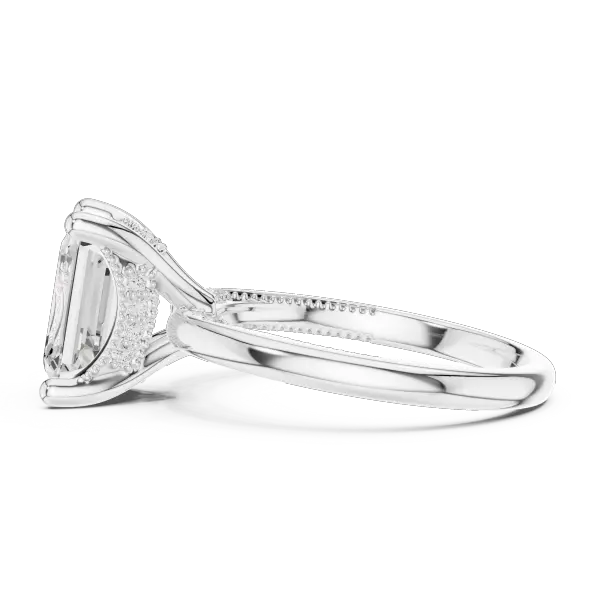 Moissanite 10K Rose Gold Emerald Cut Diamond Engagement Ring