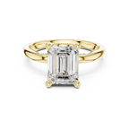 Moissanite 10K Rose Gold Emerald Cut Diamond Engagement Ring