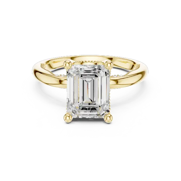 Moissanite 10K Rose Gold Emerald Cut Diamond Engagement Ring