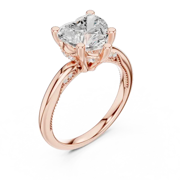 Heart Cut Twisted Milgrain Ring in 14K Yellow Gold