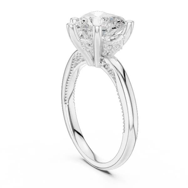 Heart Cut Twisted Milgrain Ring in 14K Yellow Gold