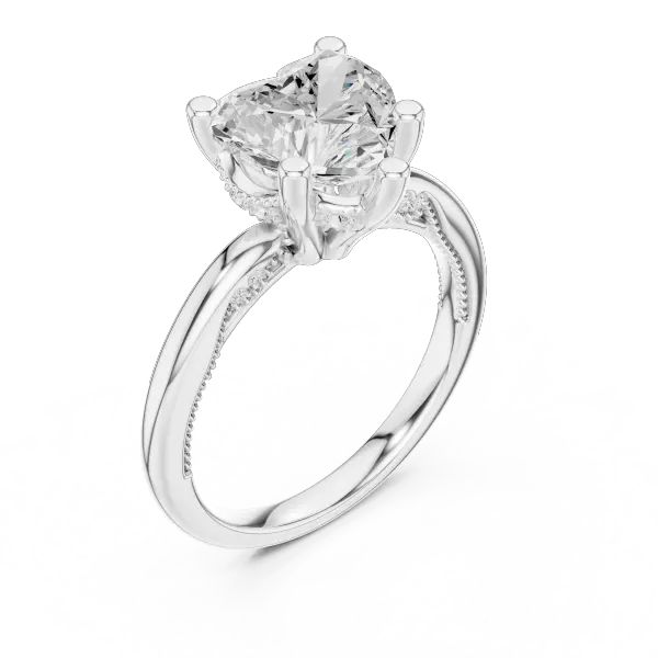 Heart Cut Twisted Milgrain Ring in 14K Yellow Gold