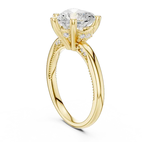 Heart Cut Twisted Milgrain Ring in 14K Yellow Gold