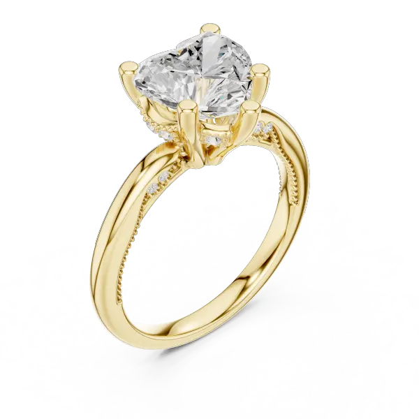 Heart Cut Twisted Milgrain Ring in 14K Yellow Gold