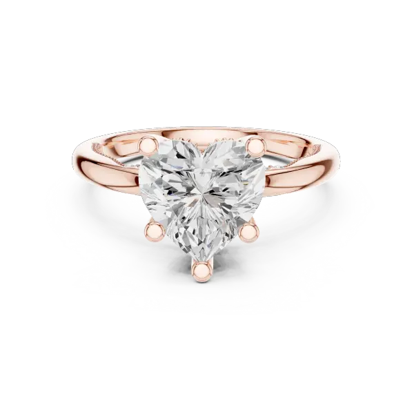 Heart Cut Twisted Milgrain Ring in 14K Yellow Gold