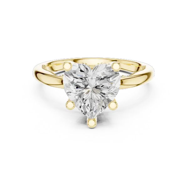 Heart Cut Twisted Milgrain Ring in 14K Yellow Gold