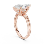 Marquise Cut Solitaire Engagement Ring with Twisted Milgrain Band in 14K White Gold