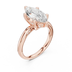 Marquise Cut Solitaire Engagement Ring with Twisted Milgrain Band in 14K White Gold