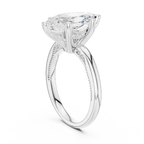 Marquise Cut Solitaire Engagement Ring with Twisted Milgrain Band in 14K White Gold