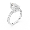 Marquise Cut Solitaire Engagement Ring with Twisted Milgrain Band in 14K White Gold
