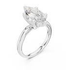 Marquise Cut Solitaire Engagement Ring with Twisted Milgrain Band in 14K White Gold