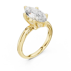 Marquise Cut Solitaire Engagement Ring with Twisted Milgrain Band in 14K White Gold