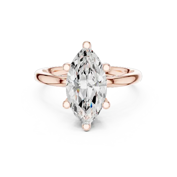 Marquise Cut Solitaire Engagement Ring with Twisted Milgrain Band in 14K White Gold