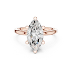 Marquise Cut Solitaire Engagement Ring with Twisted Milgrain Band in 14K White Gold