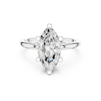 Marquise Cut Solitaire Engagement Ring with Twisted Milgrain Band in 14K White Gold