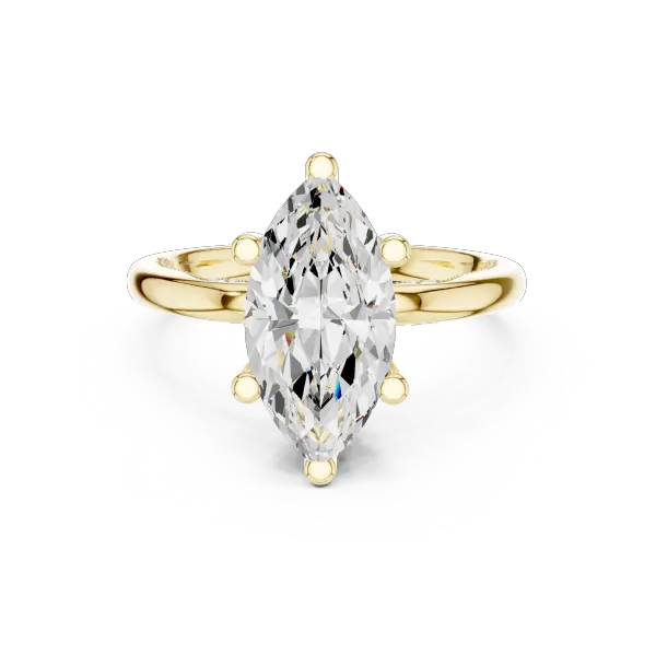 Marquise Cut Solitaire Engagement Ring with Twisted Milgrain Band in 14K White Gold
