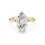 Marquise Cut Solitaire Engagement Ring with Twisted Milgrain Band in 14K White Gold