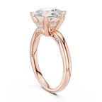 14K Yellow Gold Pear Shaped Bridal Ring with Vintage Twisted Rope Shank