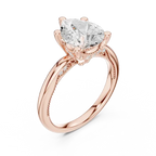 14K Yellow Gold Pear Shaped Bridal Ring with Vintage Twisted Rope Shank
