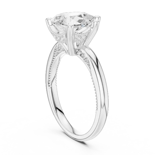 14K Yellow Gold Pear Shaped Bridal Ring with Vintage Twisted Rope Shank