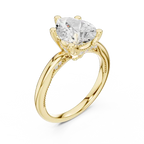 14K Yellow Gold Pear Shaped Bridal Ring with Vintage Twisted Rope Shank