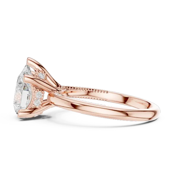 14K Yellow Gold Pear Shaped Bridal Ring with Vintage Twisted Rope Shank