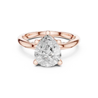 14K Yellow Gold Pear Shaped Bridal Ring with Vintage Twisted Rope Shank