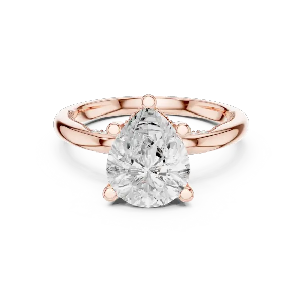 14K Yellow Gold Pear Shaped Bridal Ring with Vintage Twisted Rope Shank