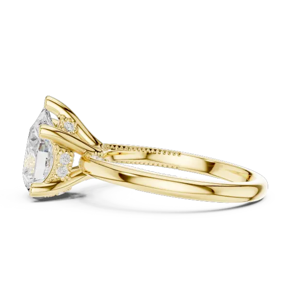 14K Yellow Gold Pear Shaped Bridal Ring with Vintage Twisted Rope Shank