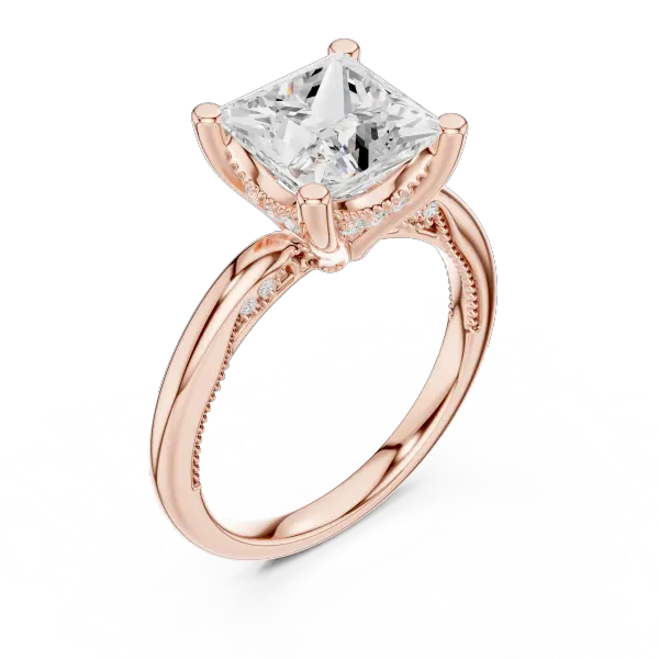 Princess Shaped Lab Diamond Alternative Ring with Braided Band Aesthetic
