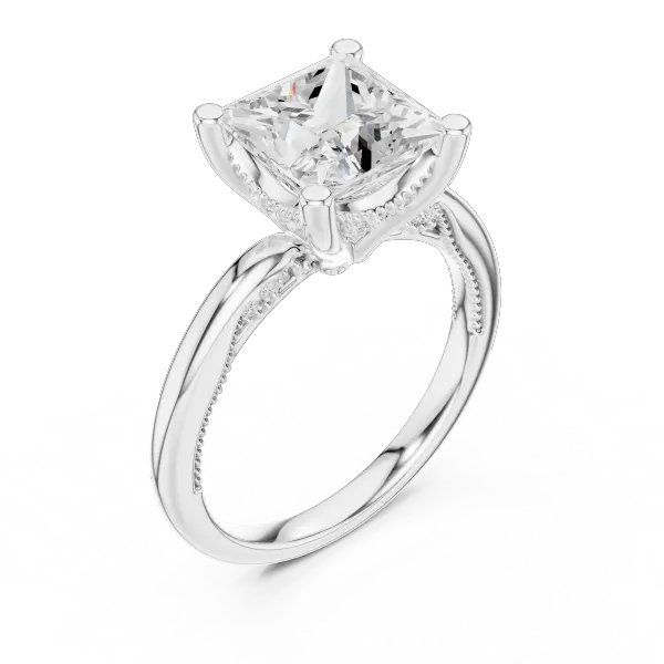 Princess Shaped Lab Diamond Alternative Ring with Braided Band Aesthetic