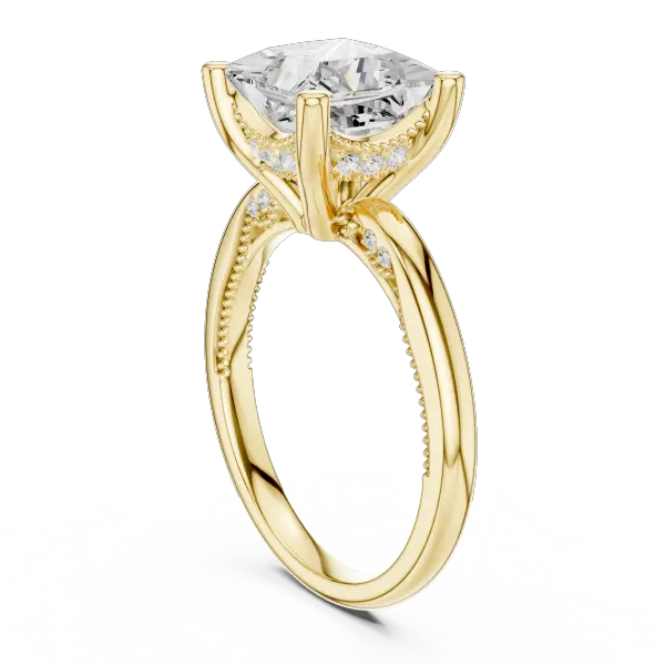 Princess Shaped Lab Diamond Alternative Ring with Braided Band Aesthetic
