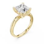 Princess Shaped Lab Diamond Alternative Ring with Braided Band Aesthetic